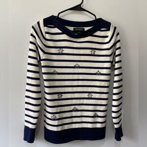 Jessica navy sweater with jewel flowers